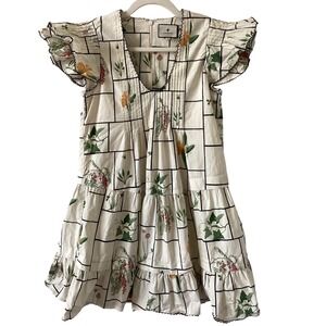 Tuckernuck Floral Tiered Ruffle Dress – Short Sleeve, Cottagecore / Boho XS
